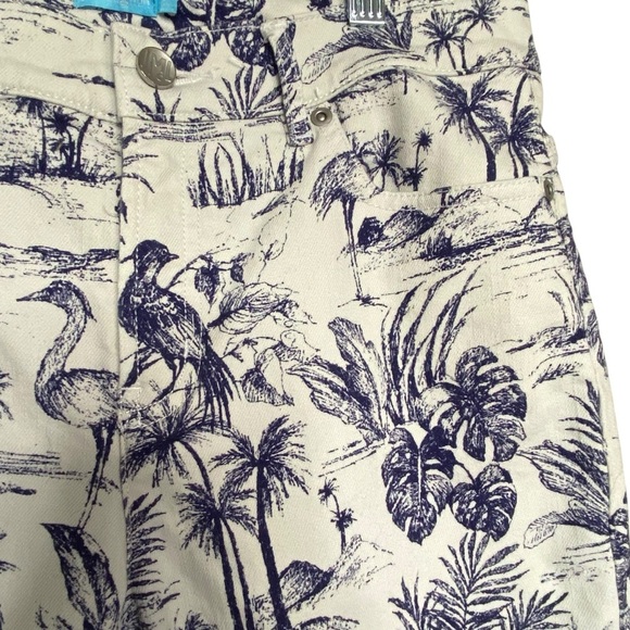 J McLaughlin Alma Pant Heron white with navy Toile printed denim pants SZ-4 - Picture 7 of 11
